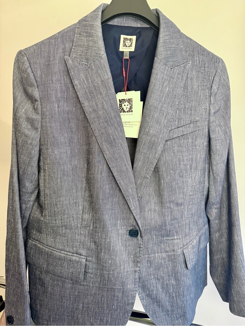 Anne Klein Heathered Navy Ladies Single-Button Blazer